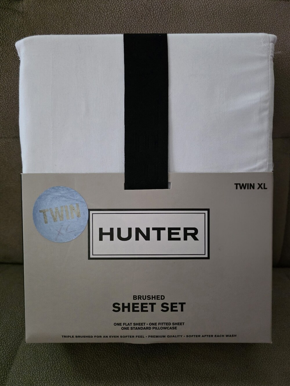 Hunter Brushed XL Twin Sheet Set 3 Pcs. WHITE Premium Quality OEKO-TEX NEW